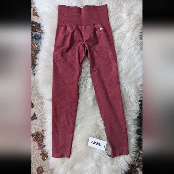 NWT AYBL High Rise Red Marl Athletic Contour Sporty Leggings XS - Picture 5 of 10